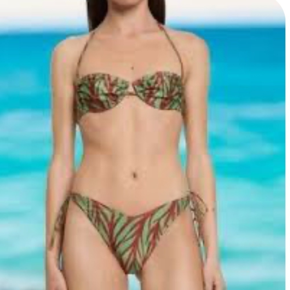 Reina Olga women’s Sz XS ZEBRA TIE BOTTOM IN OLIVE NWOT VACATION BEACH POOLSIDE
